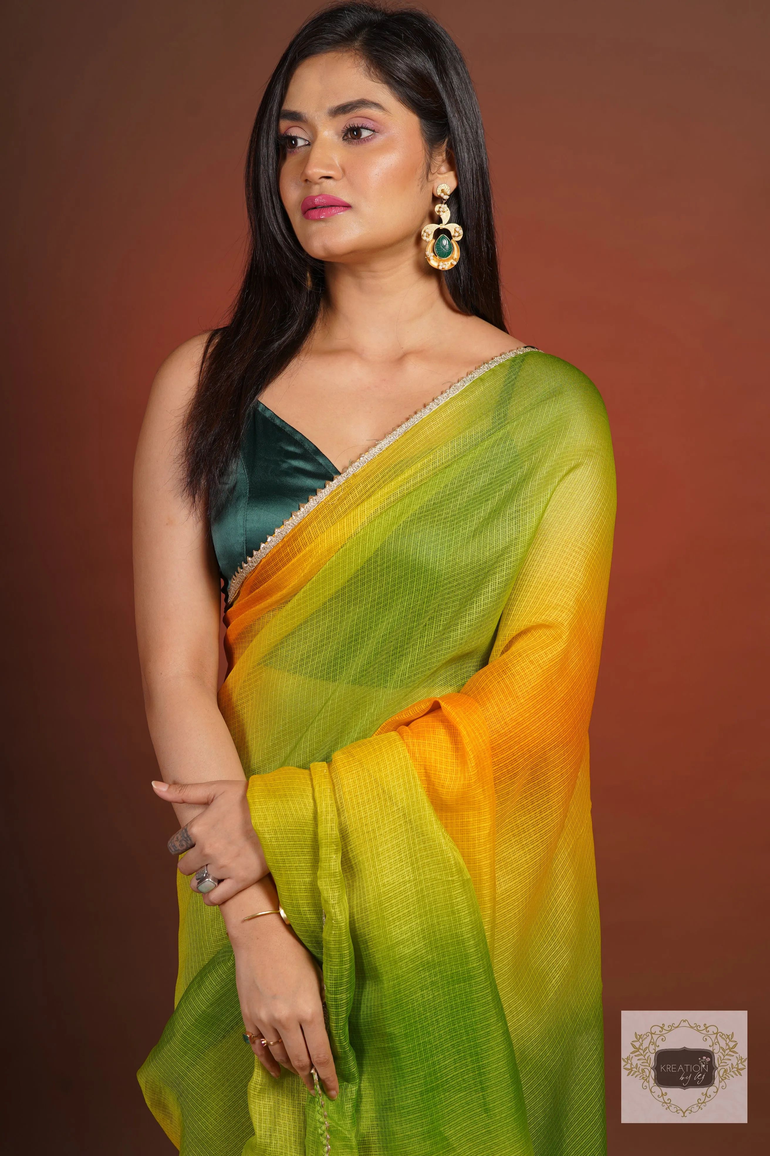 Mango Bite Ombré Kota Silk Saree