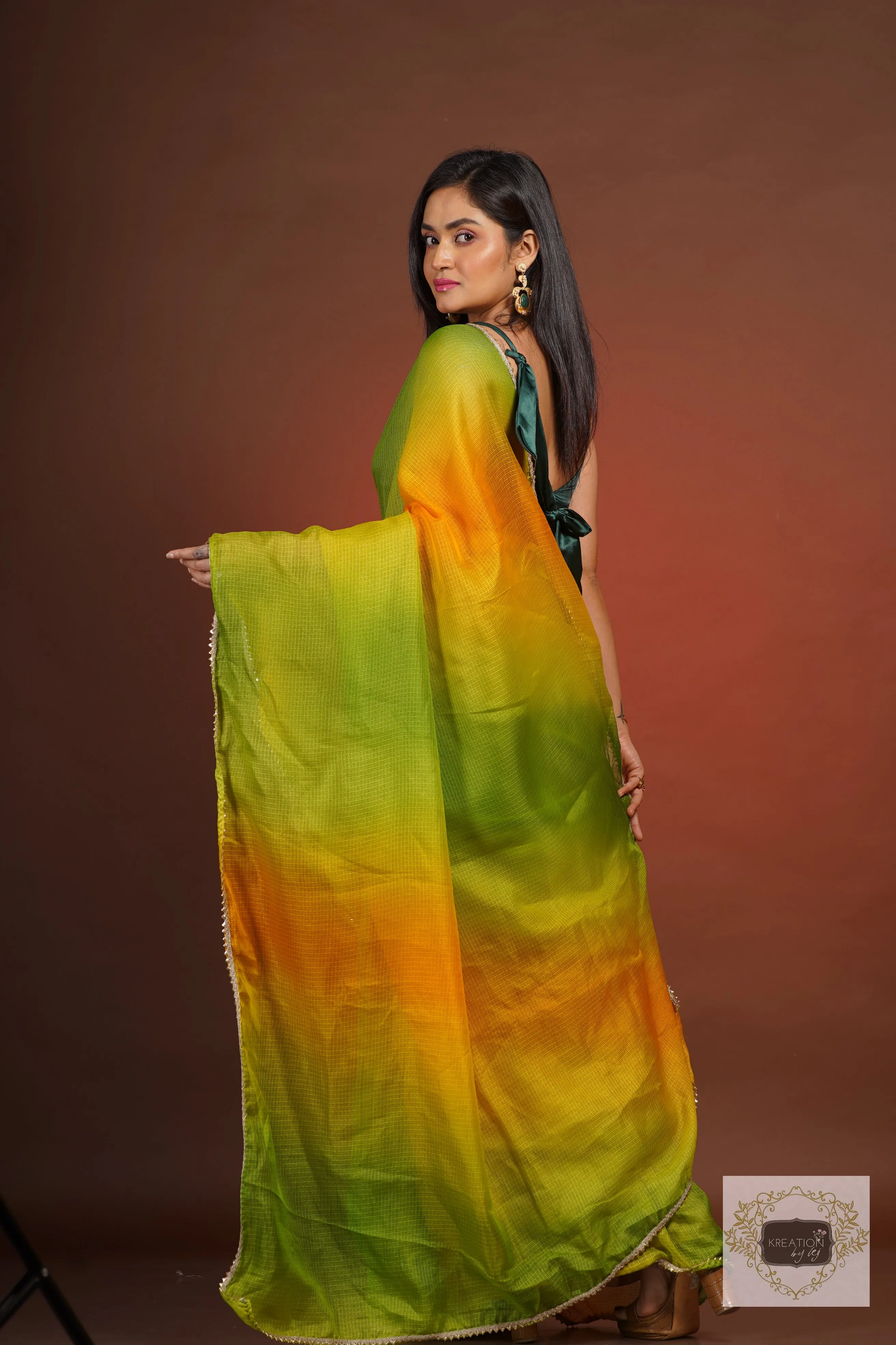 Mango Bite Ombré Kota Silk Saree