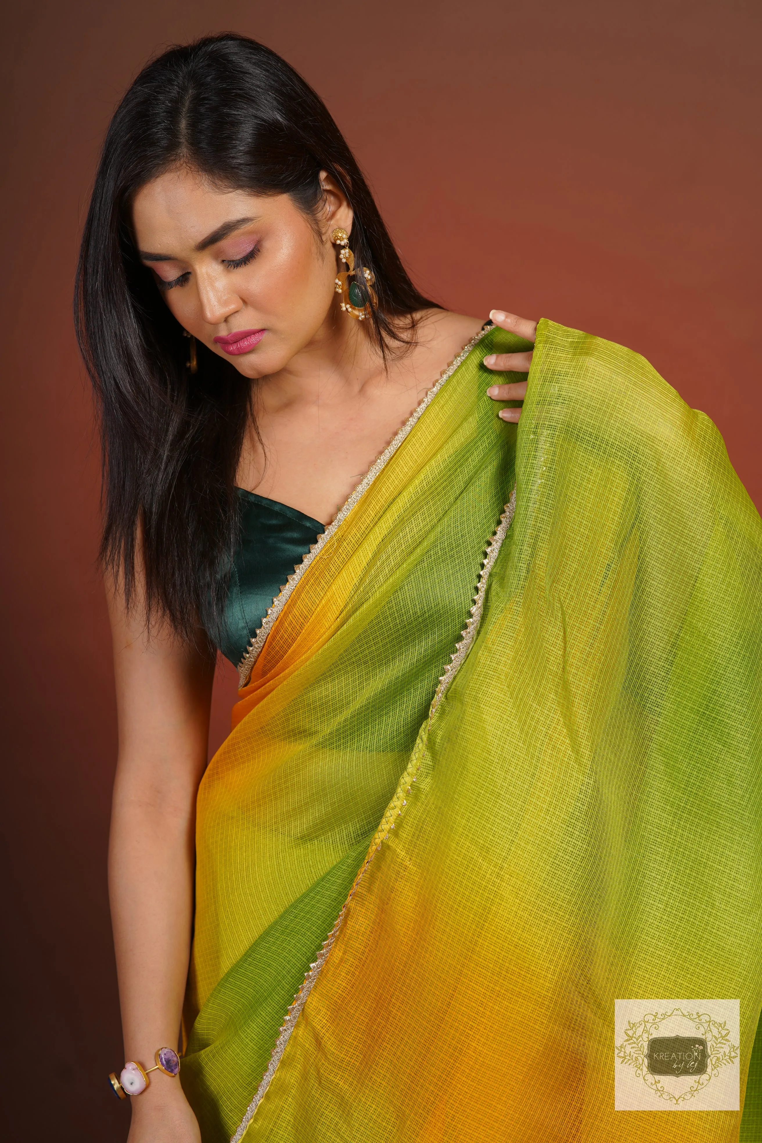 Mango Bite Ombré Kota Silk Saree