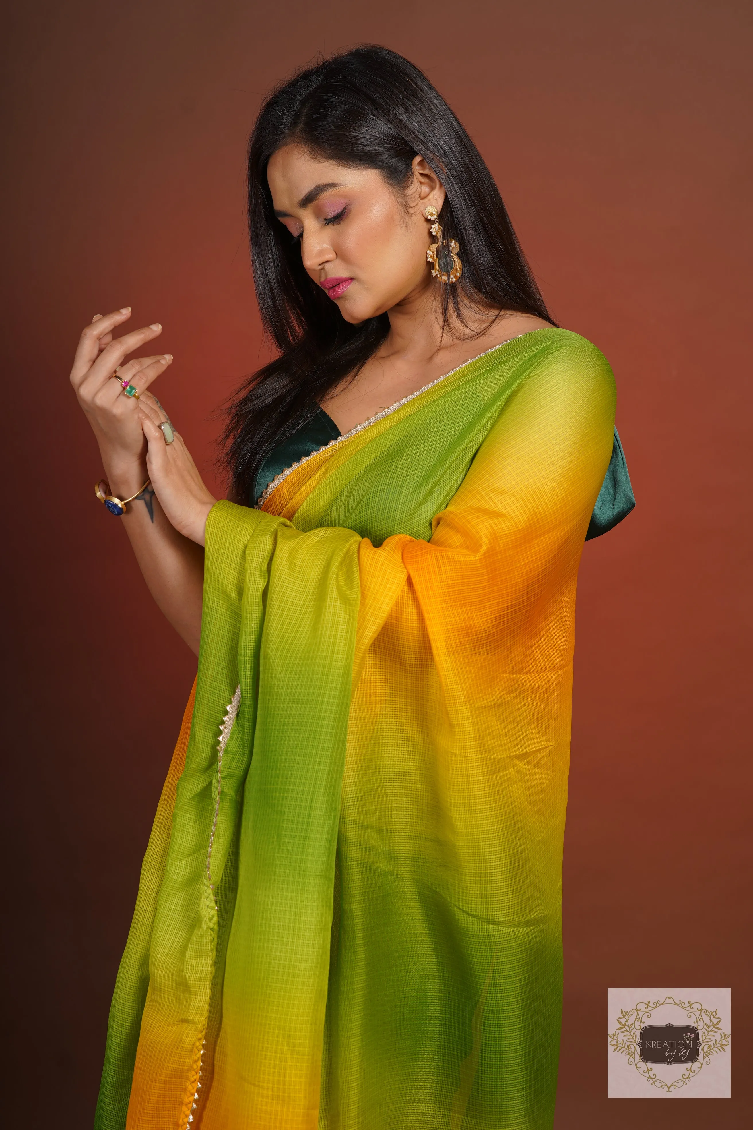 Mango Bite Ombré Kota Silk Saree