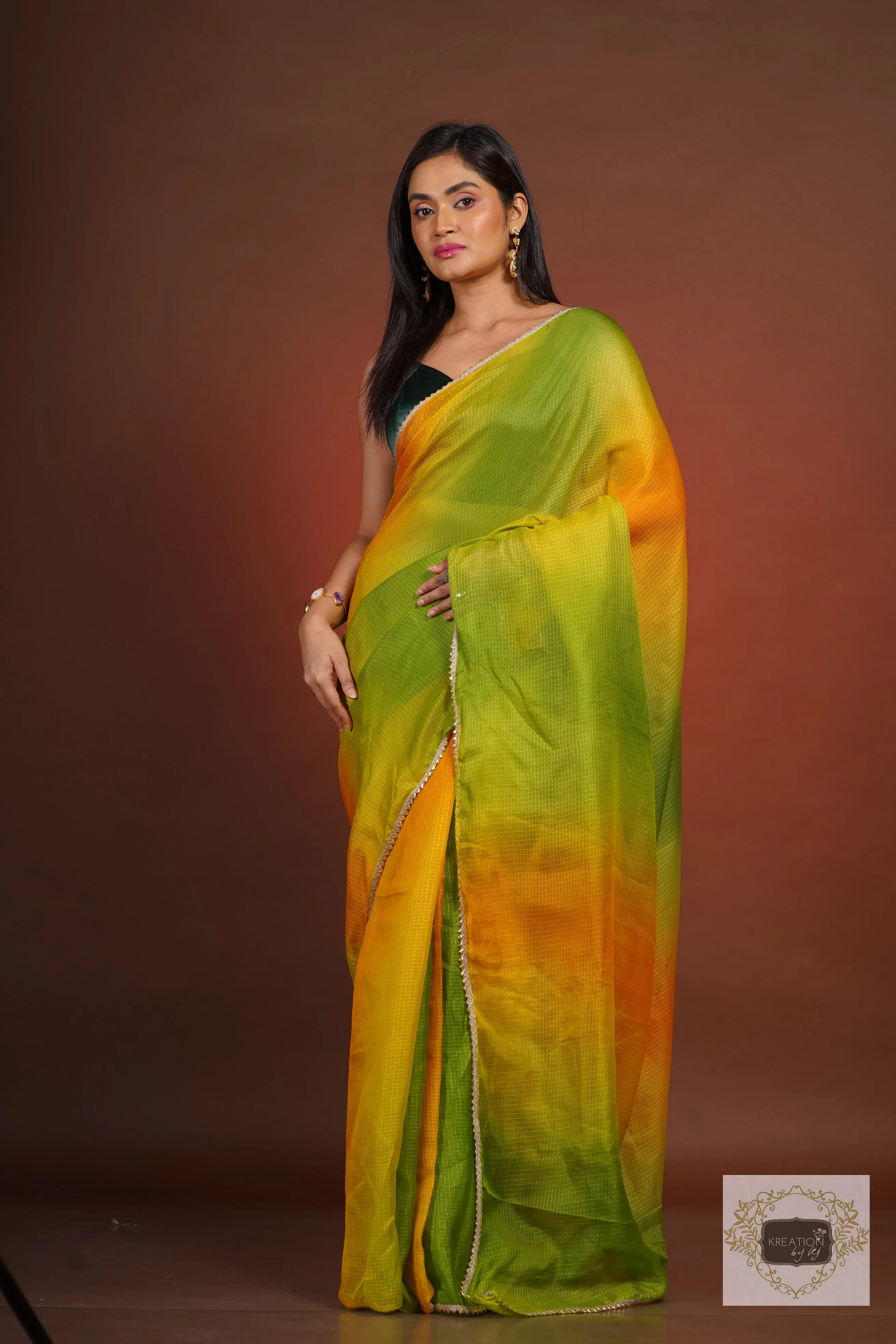 Mango Bite Ombré Kota Silk Saree