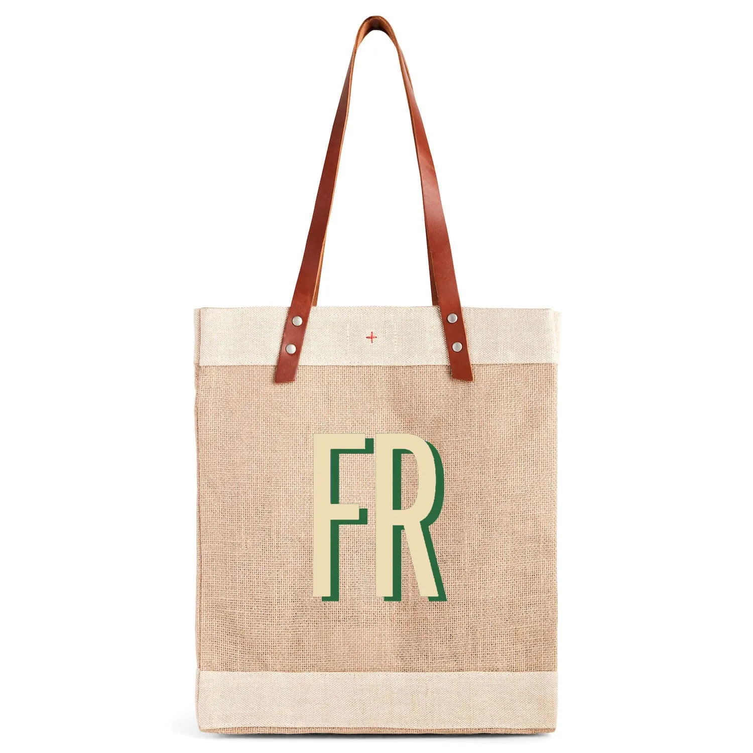 Market Tote in Natural with Large Ecru Monogram