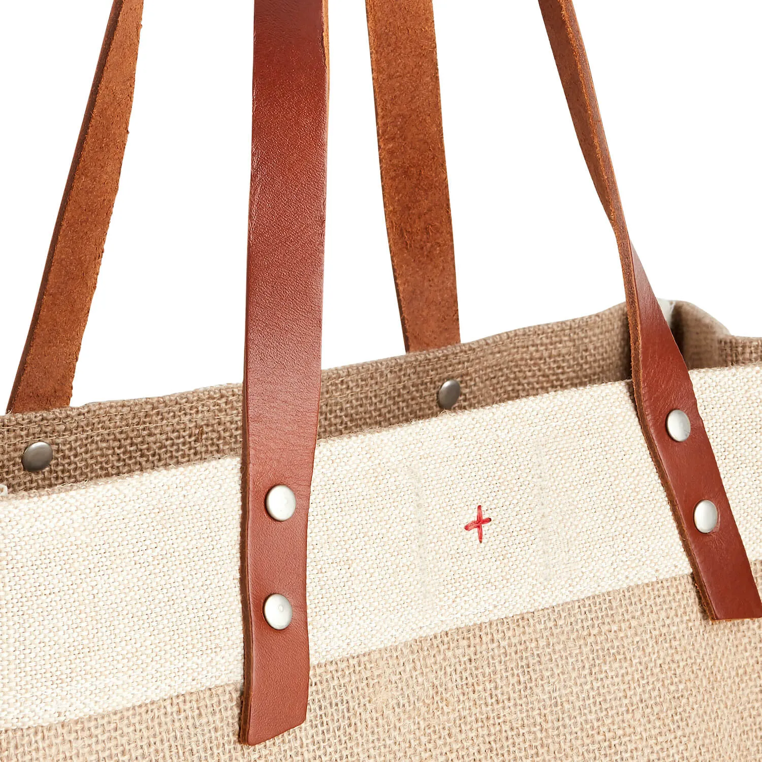 Market Tote in Natural with Large Ecru Monogram