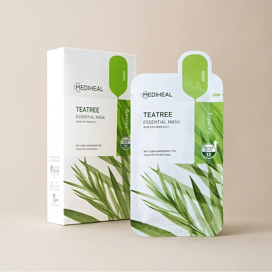 MEDIHEAL Teatree Essential Masks 10 Sheets Calming Sensitive Skincare