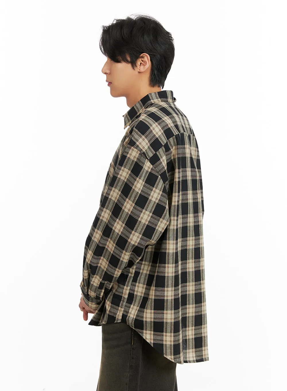 Men's Checkered Buttoned Collared Shirt IA402