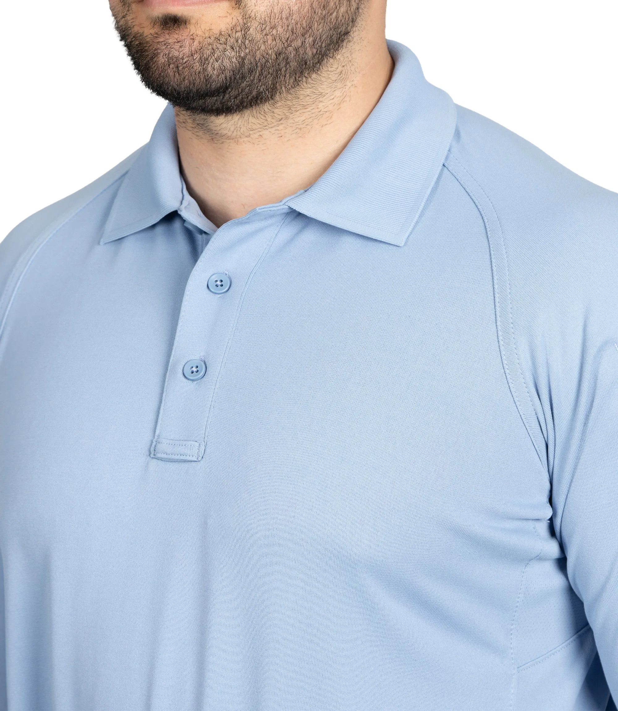 Men's Performance Long Sleeve Polo - Medium Blue