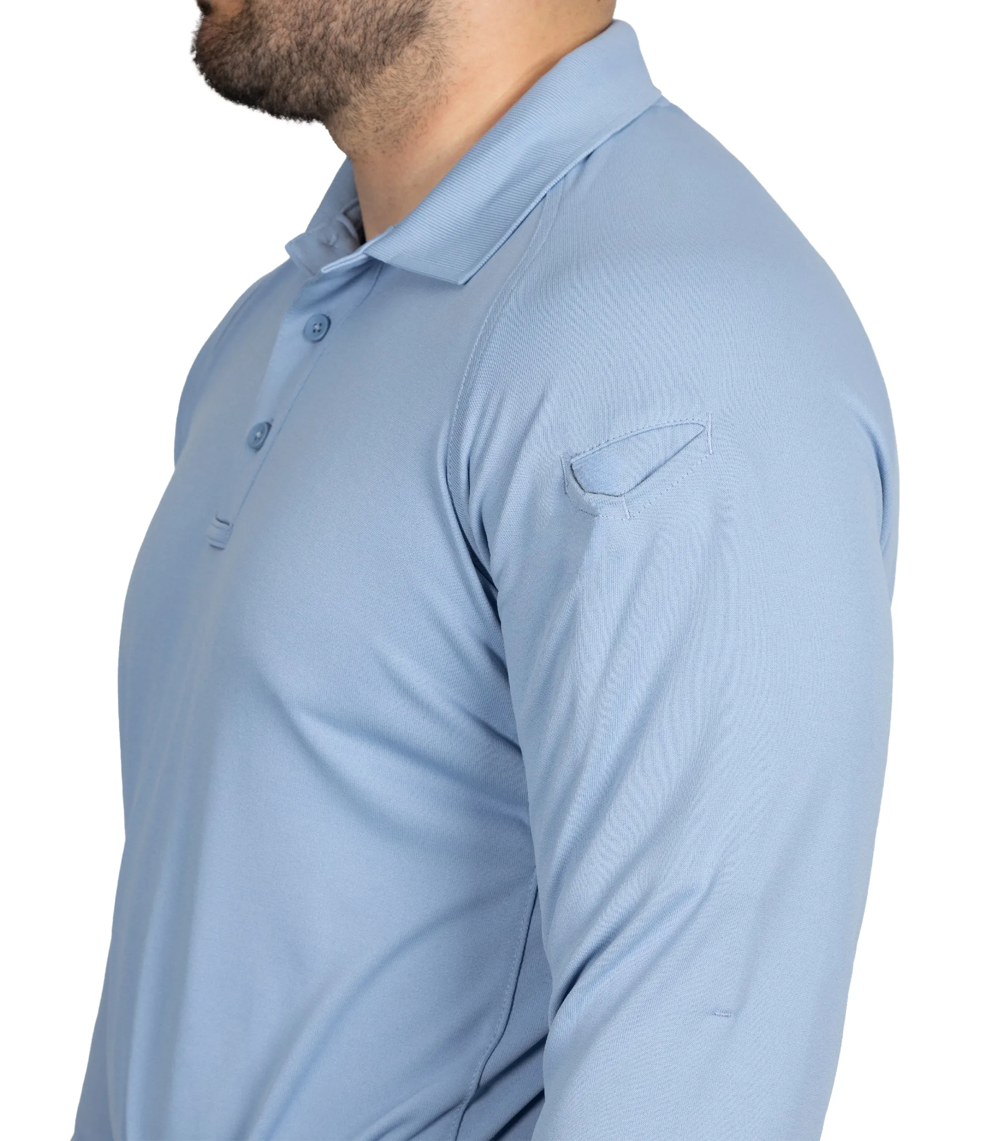 Men's Performance Long Sleeve Polo - Medium Blue