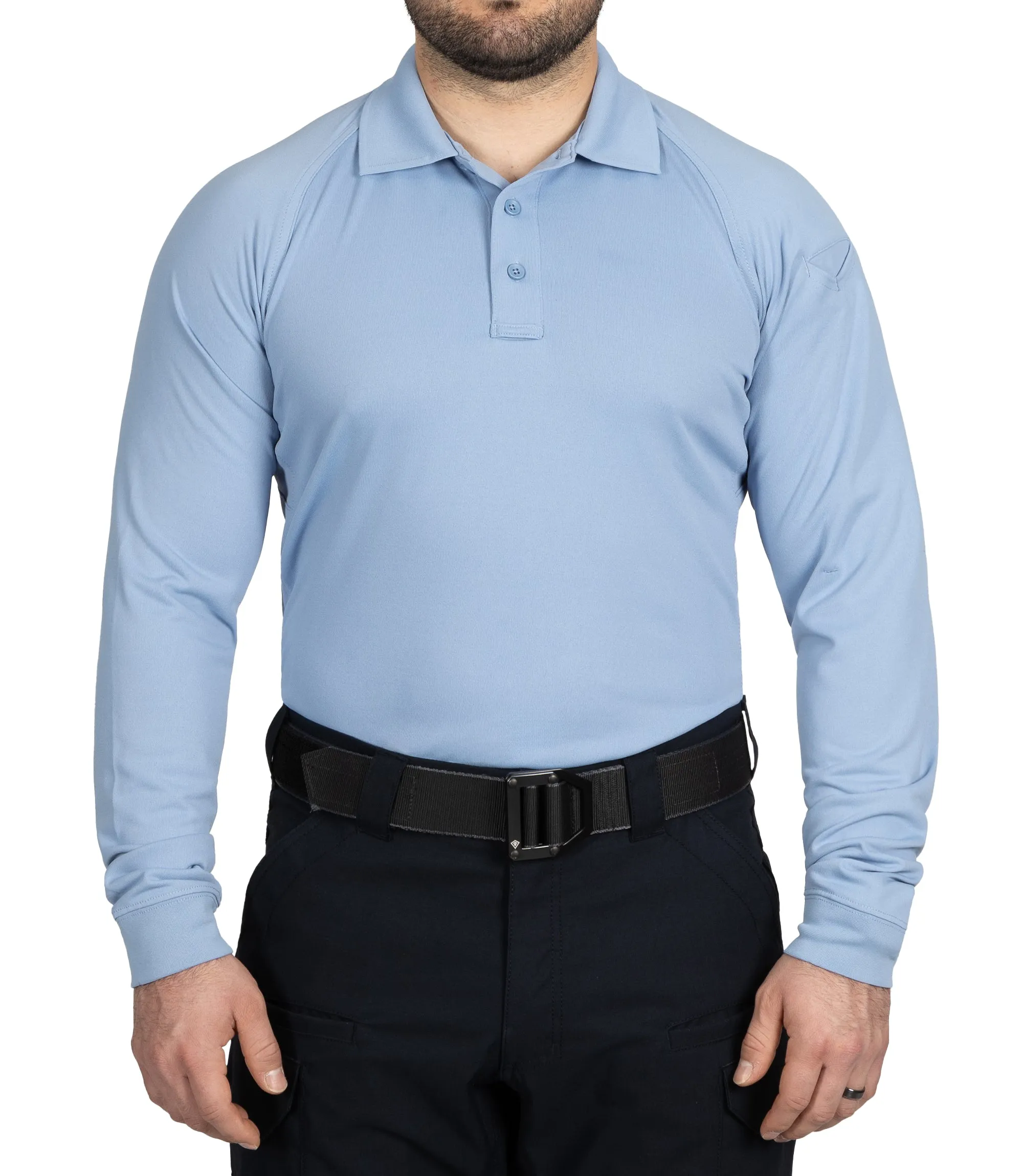 Men's Performance Long Sleeve Polo - Medium Blue