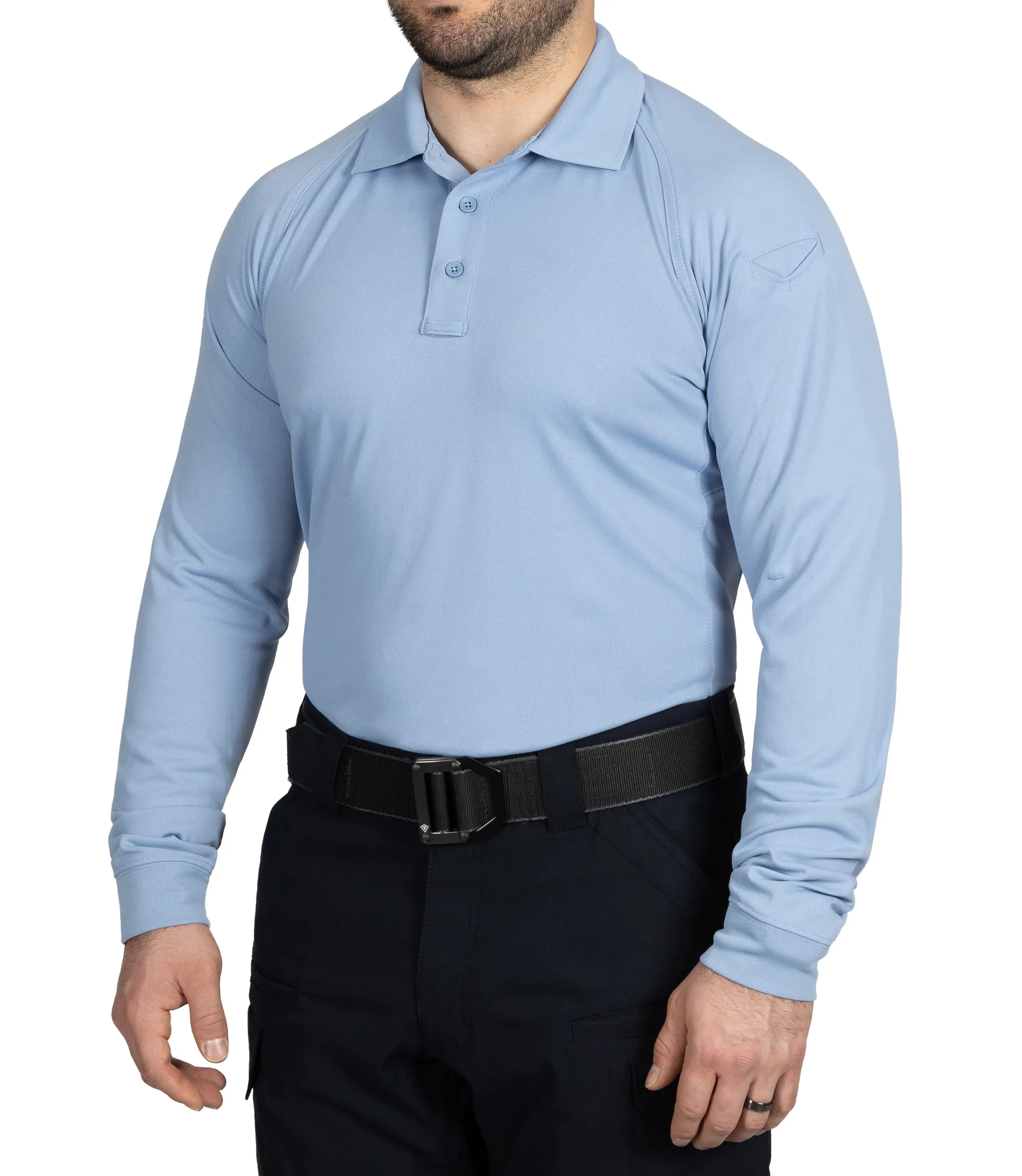 Men's Performance Long Sleeve Polo - Medium Blue