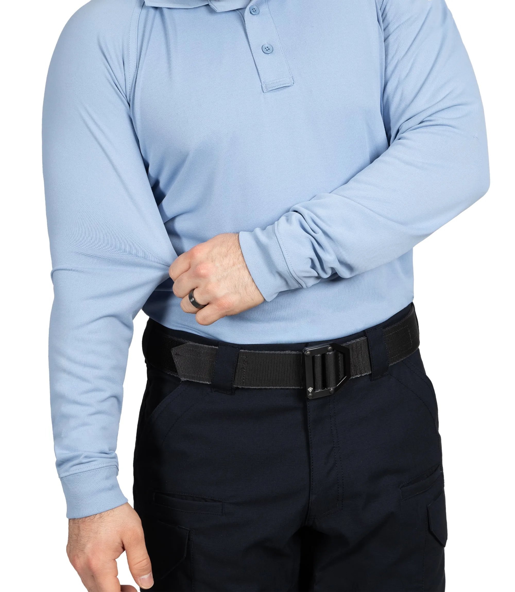 Men's Performance Long Sleeve Polo - Medium Blue