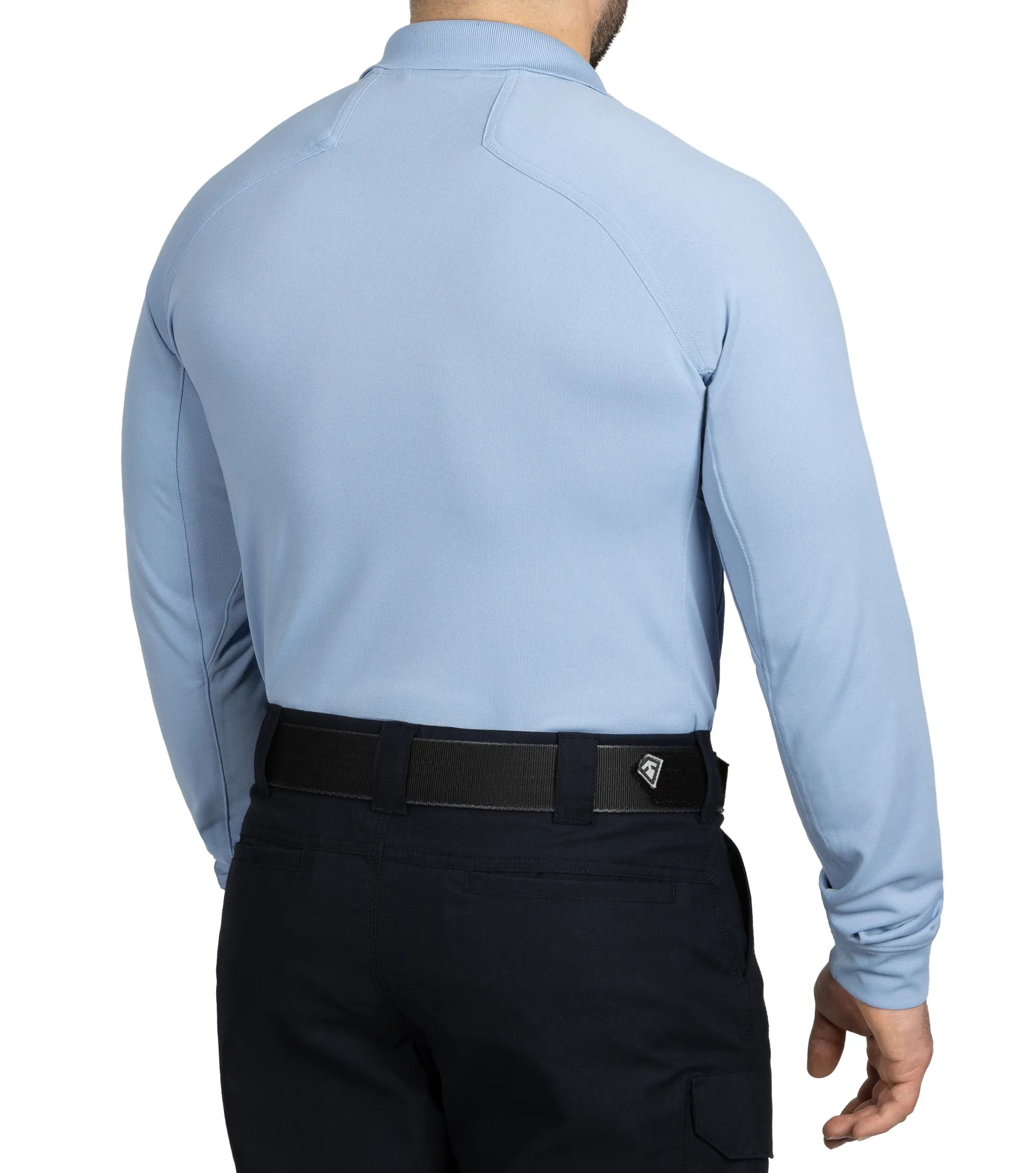 Men's Performance Long Sleeve Polo - Medium Blue