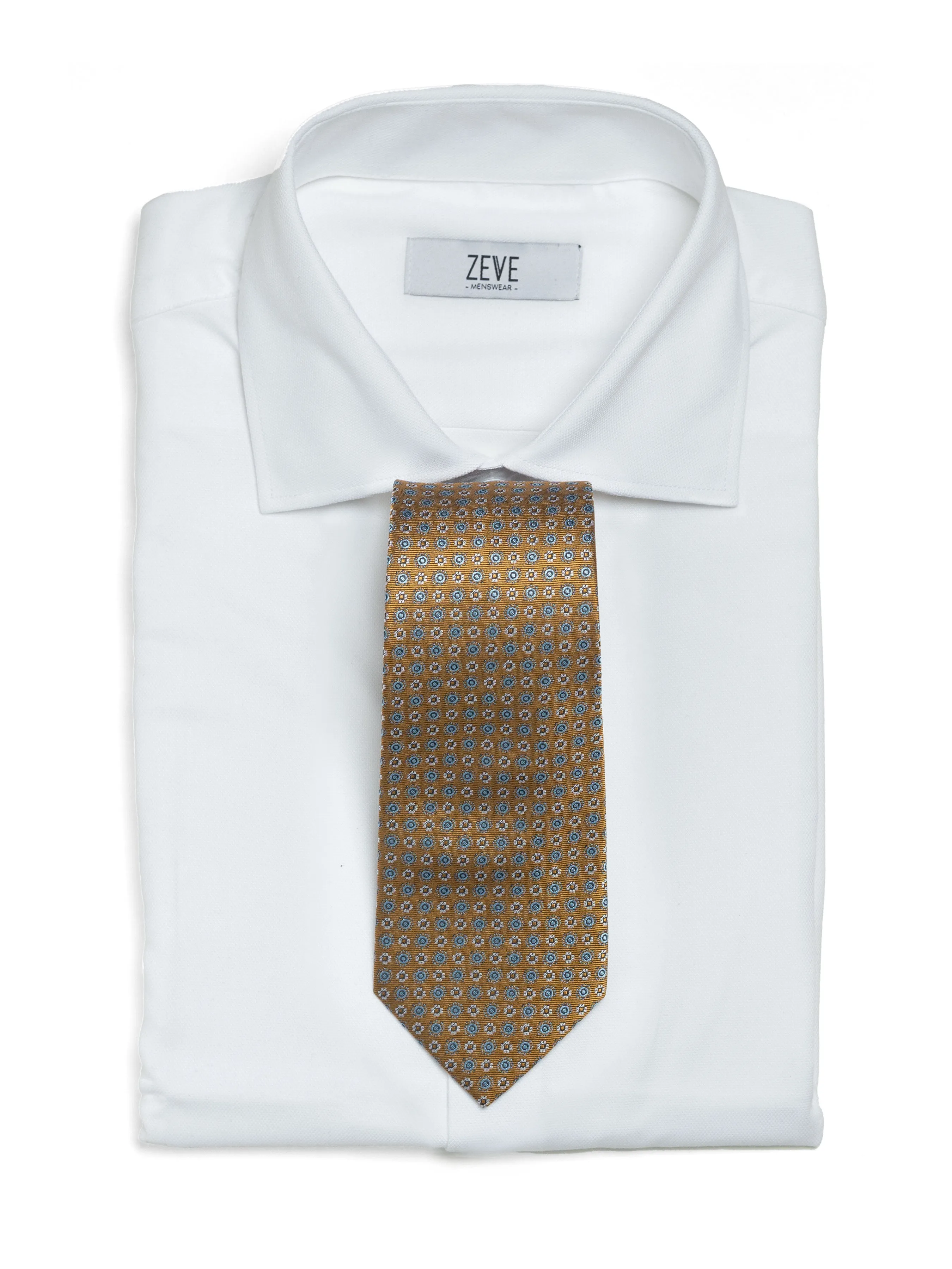 Micro Medallion Tie - Ochre Yellow