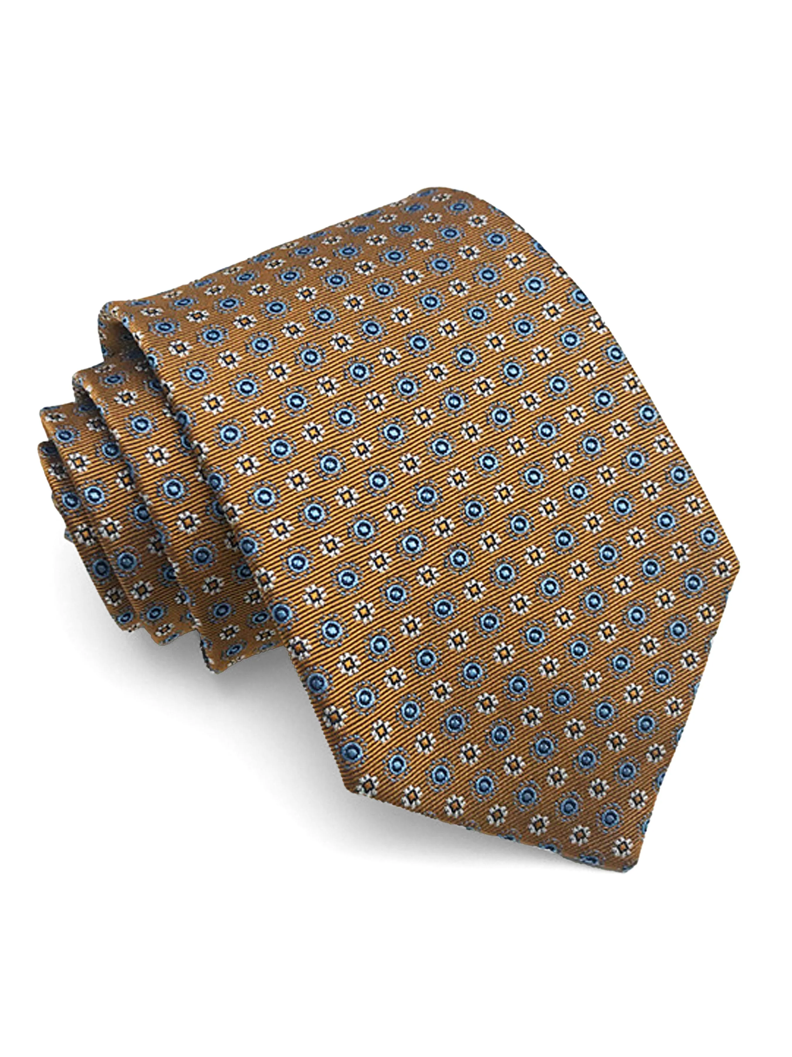 Micro Medallion Tie - Ochre Yellow