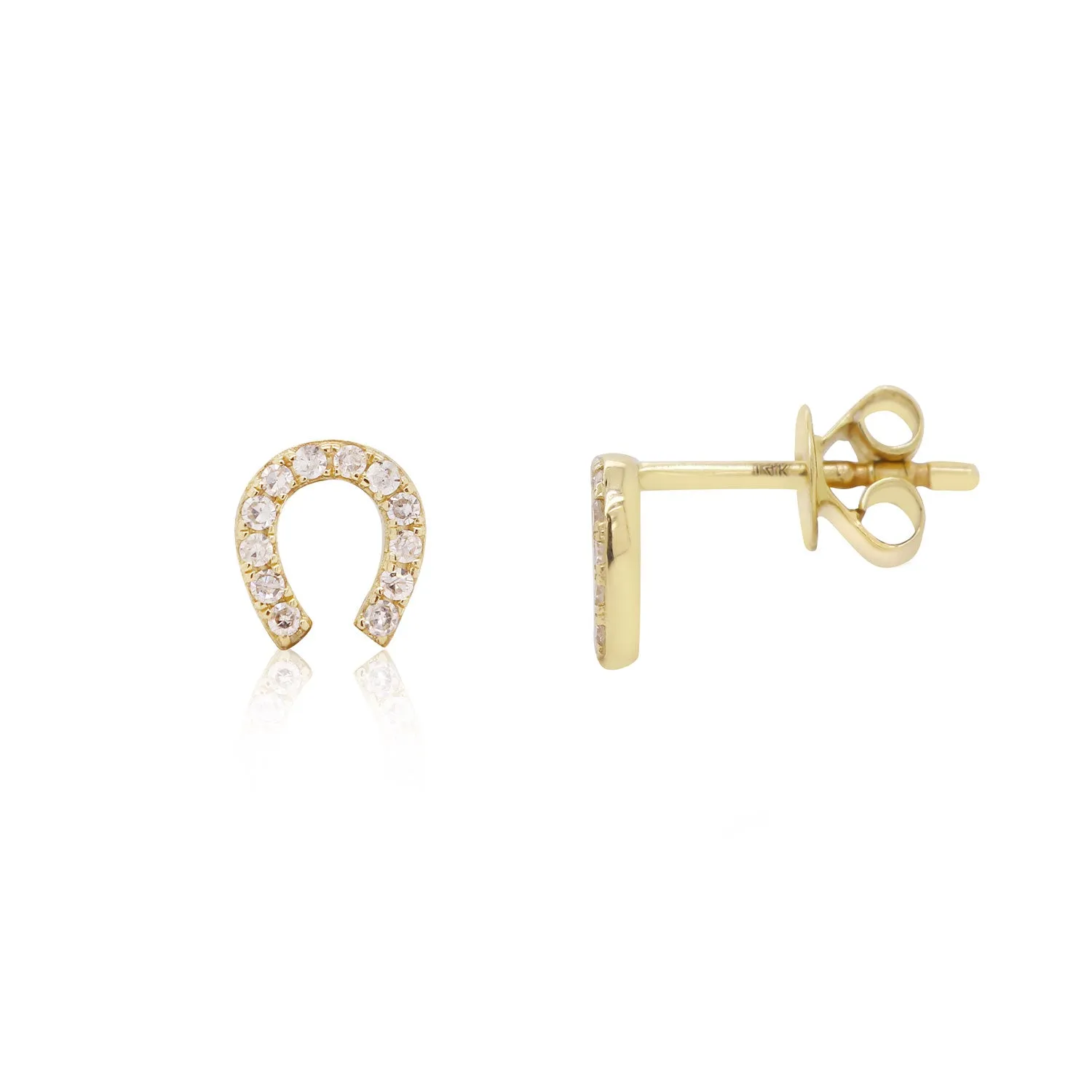 Mini Diamond Horseshoe Stud Earrings