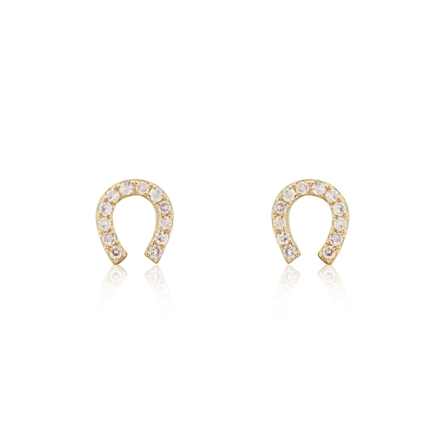 Mini Diamond Horseshoe Stud Earrings