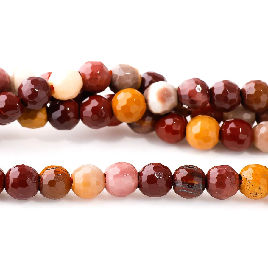 Mookaite 6mm Round Faceted - Large Hole Beads