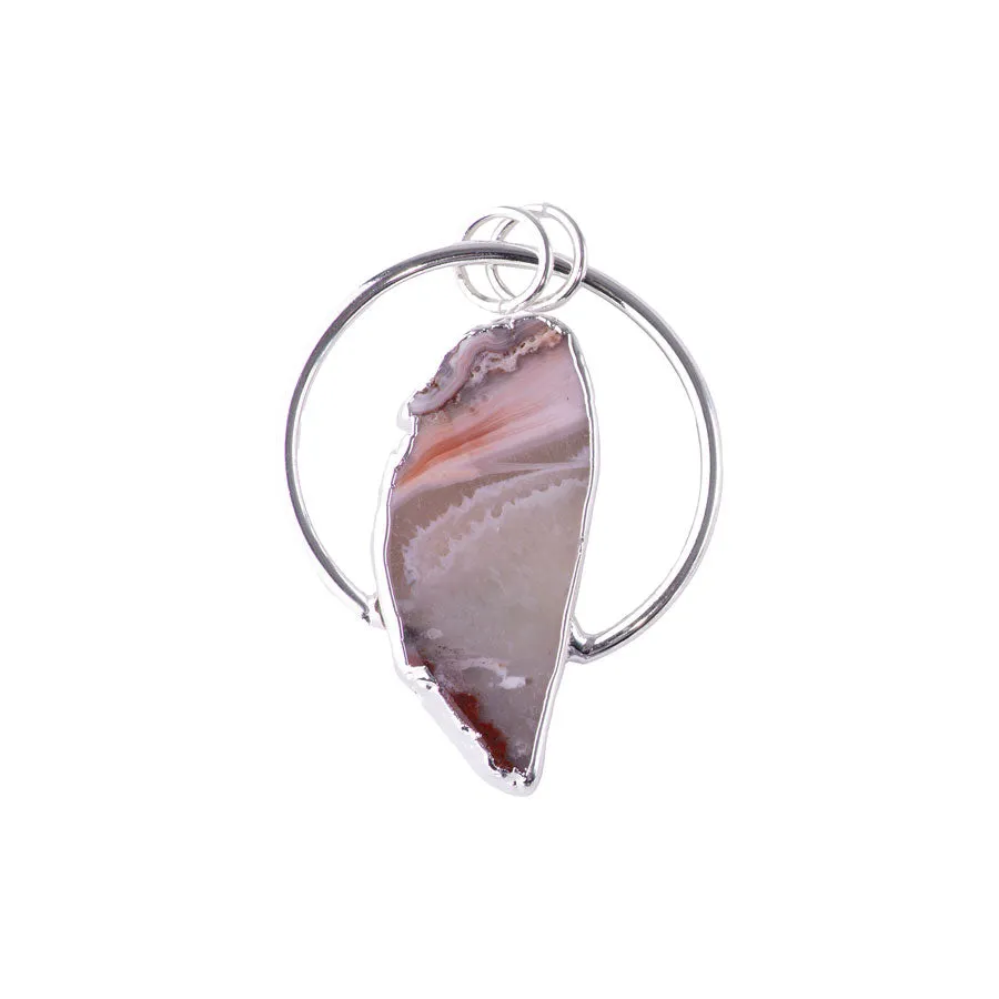 Moroccan Agate Medium Freeform Pendant Silver - Pendant