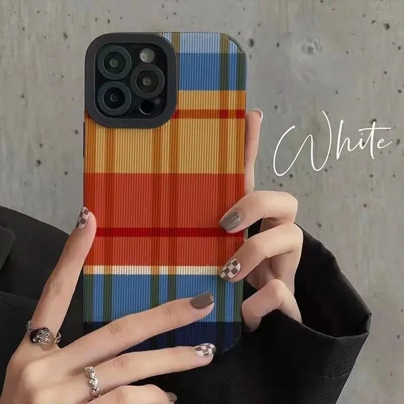 Multi-Colored Plaid Cute Phone Case for iPhone 14, 13, 12, 11 Pro Max, 7, 8 Plus, X, XS Max, XR, 14 Plus, 12, 13 Mini