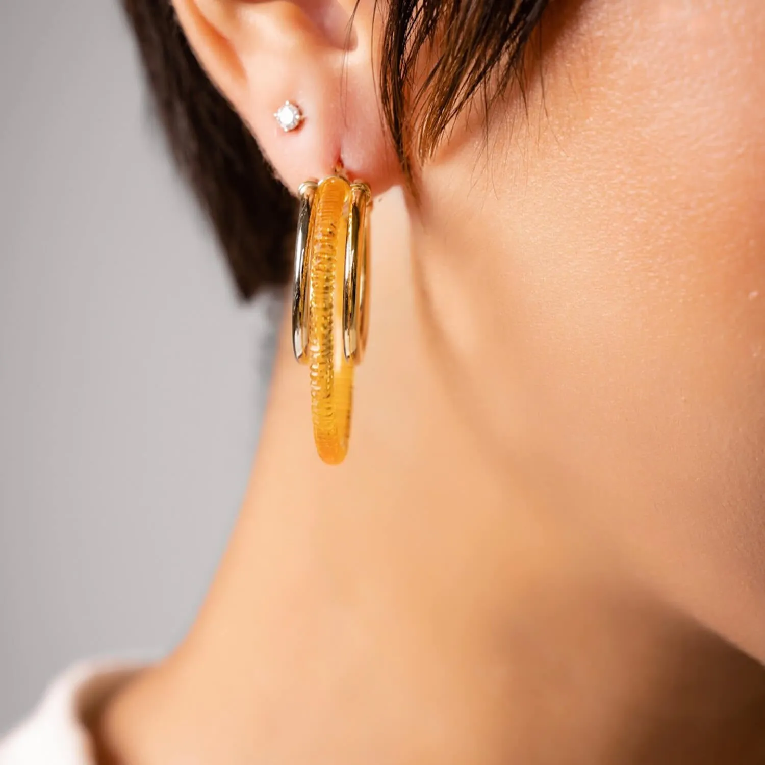 Multi Lucite Hoop Earrings