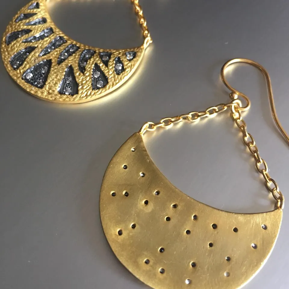 Myria Semi Moon Shaped Gold Earrings