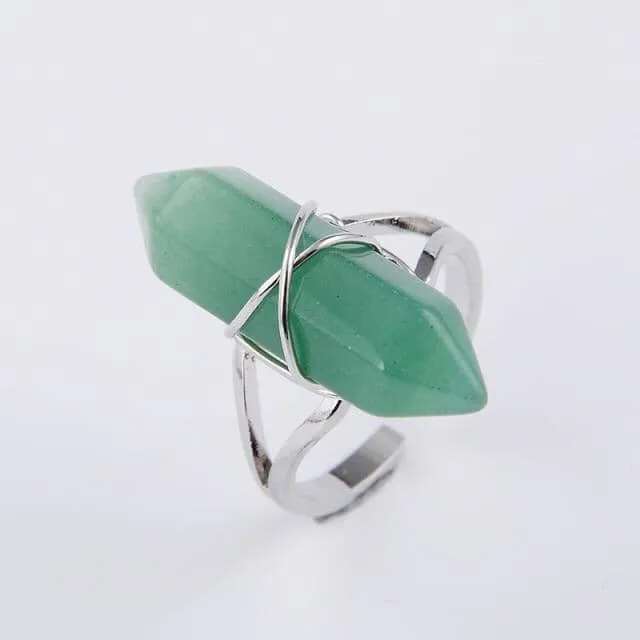 Natural Stone Crystal Ring (Resizeable)