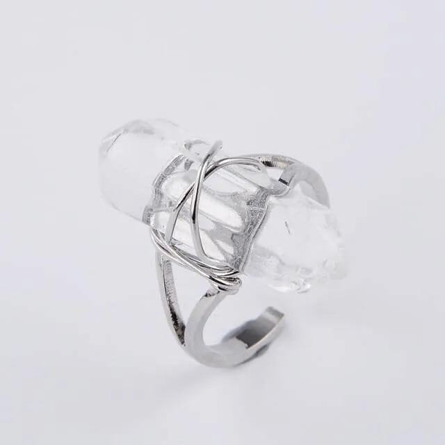 Natural Stone Crystal Ring (Resizeable)