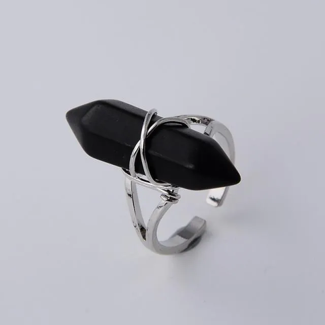 Natural Stone Crystal Ring (Resizeable)