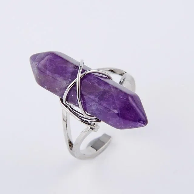 Natural Stone Crystal Ring (Resizeable)