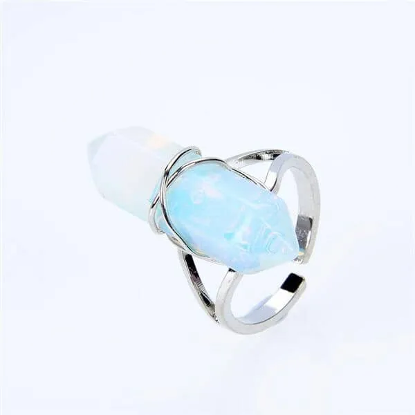 Natural Stone Crystal Ring (Resizeable)