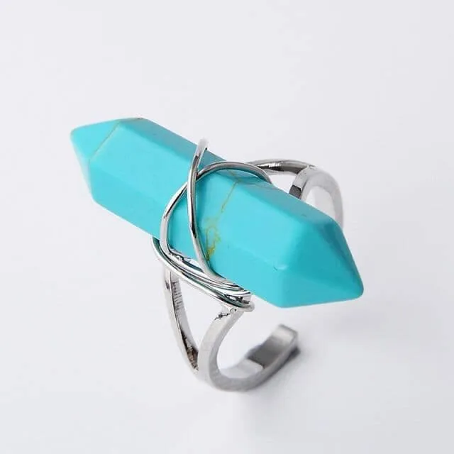 Natural Stone Crystal Ring (Resizeable)