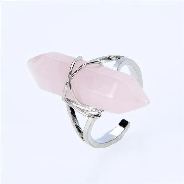 Natural Stone Crystal Ring (Resizeable)