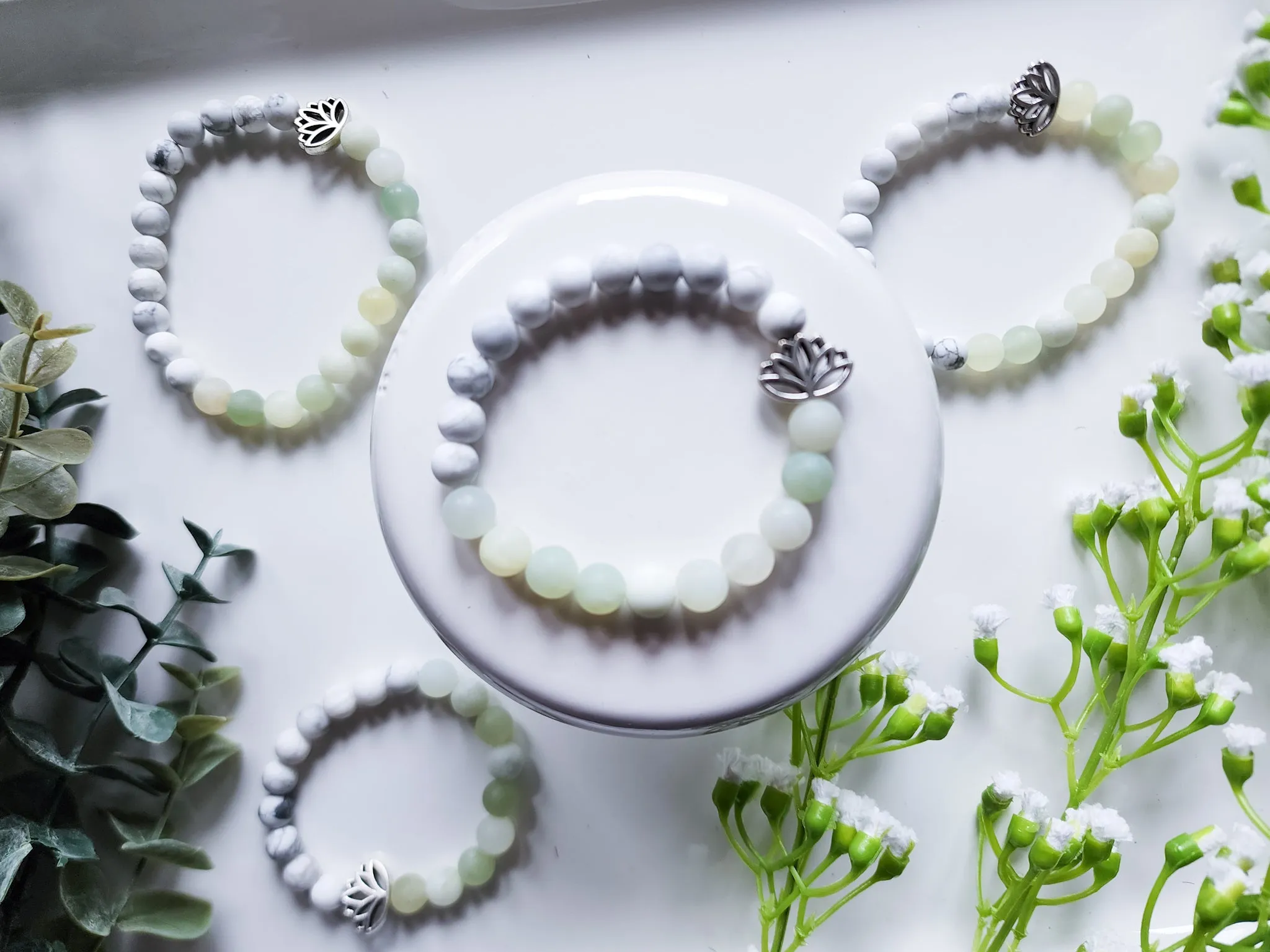 New Jade and Howlite Beaded Bracelet || Reiki Infused