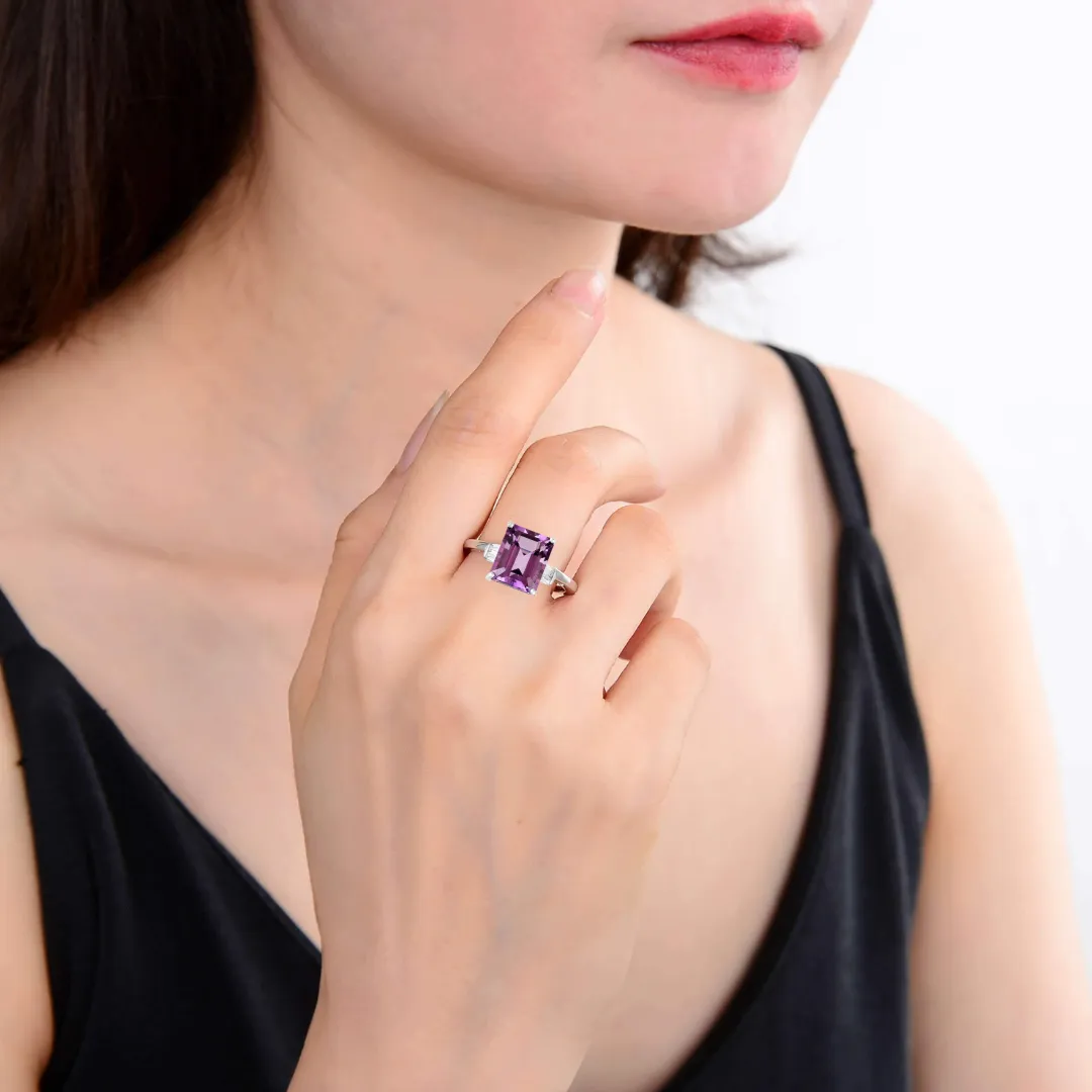 Octagon Purple Amethyst Ring