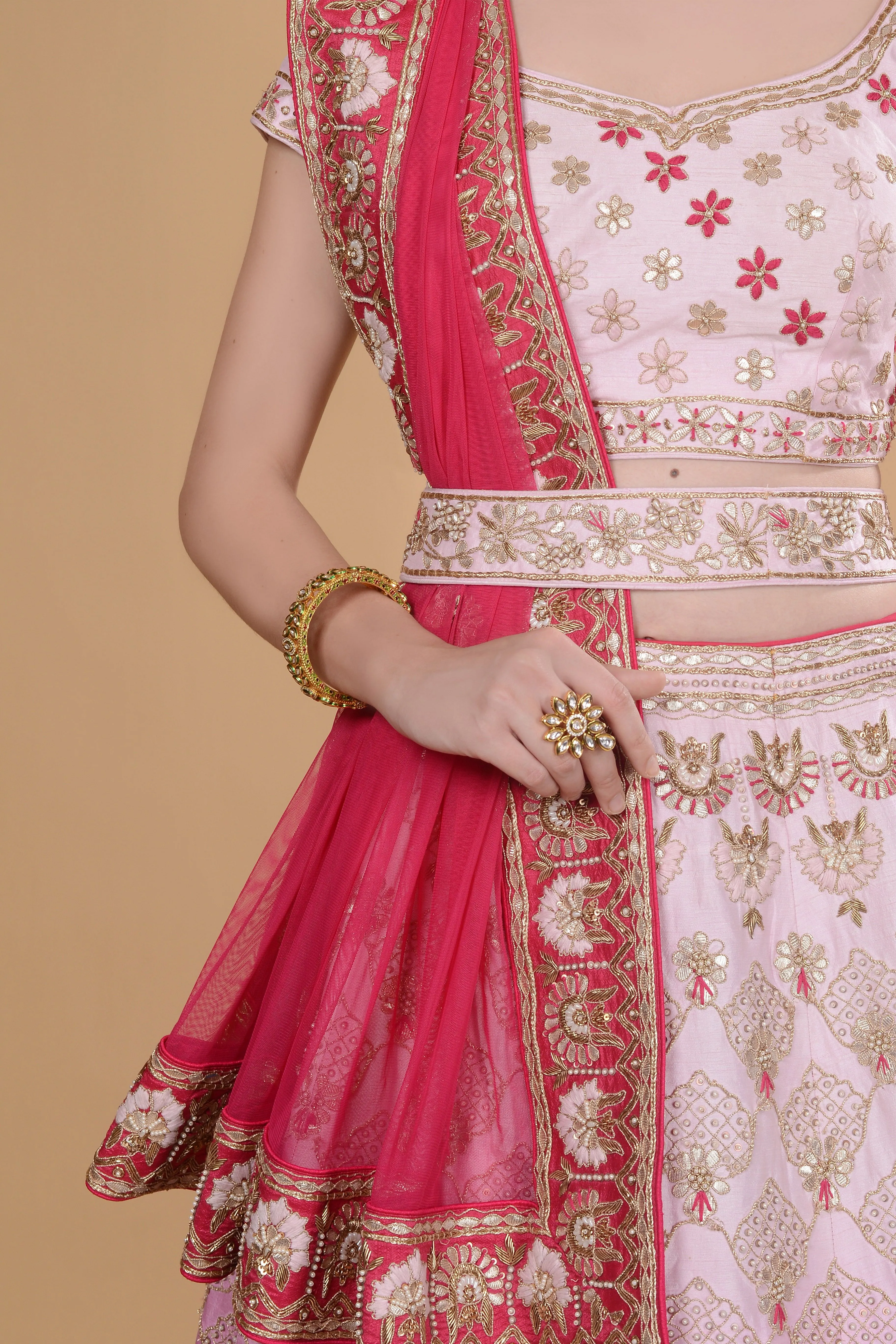 Ombre Pink Embroidered Lehenga Set.