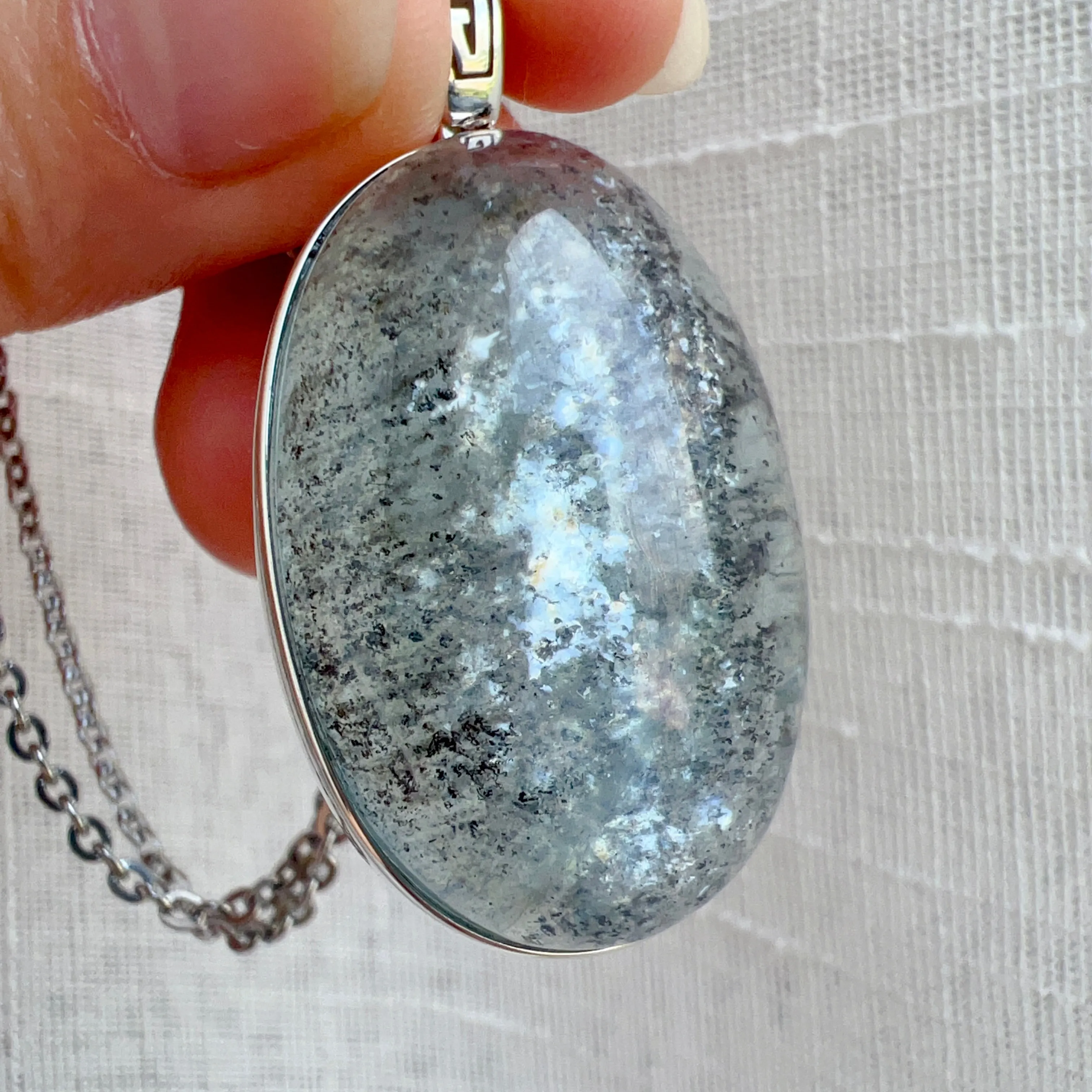 One & Only Collectible Grade Natural Spakling Mica Aquamarine Pendant Necklace | Reiki Healing Stone Throat Chakra