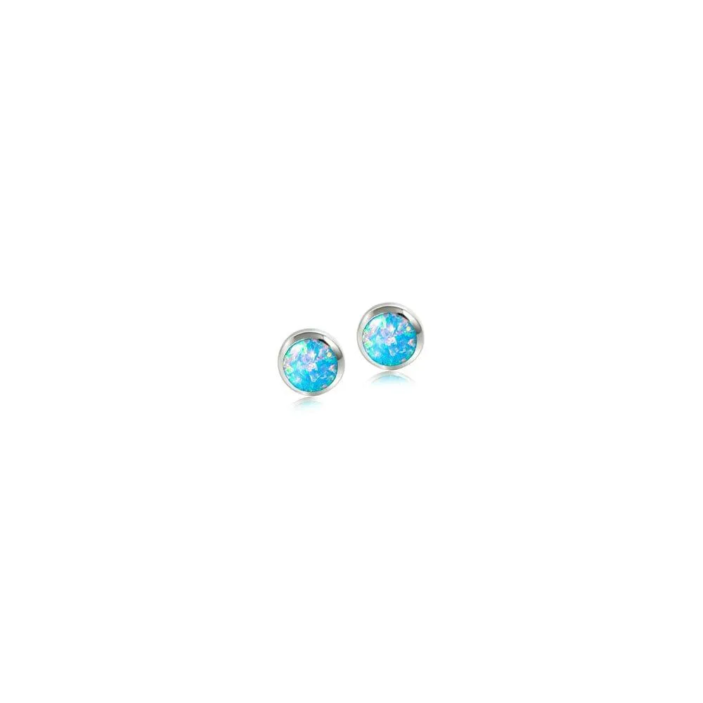 Opal Circle Stud Earrings