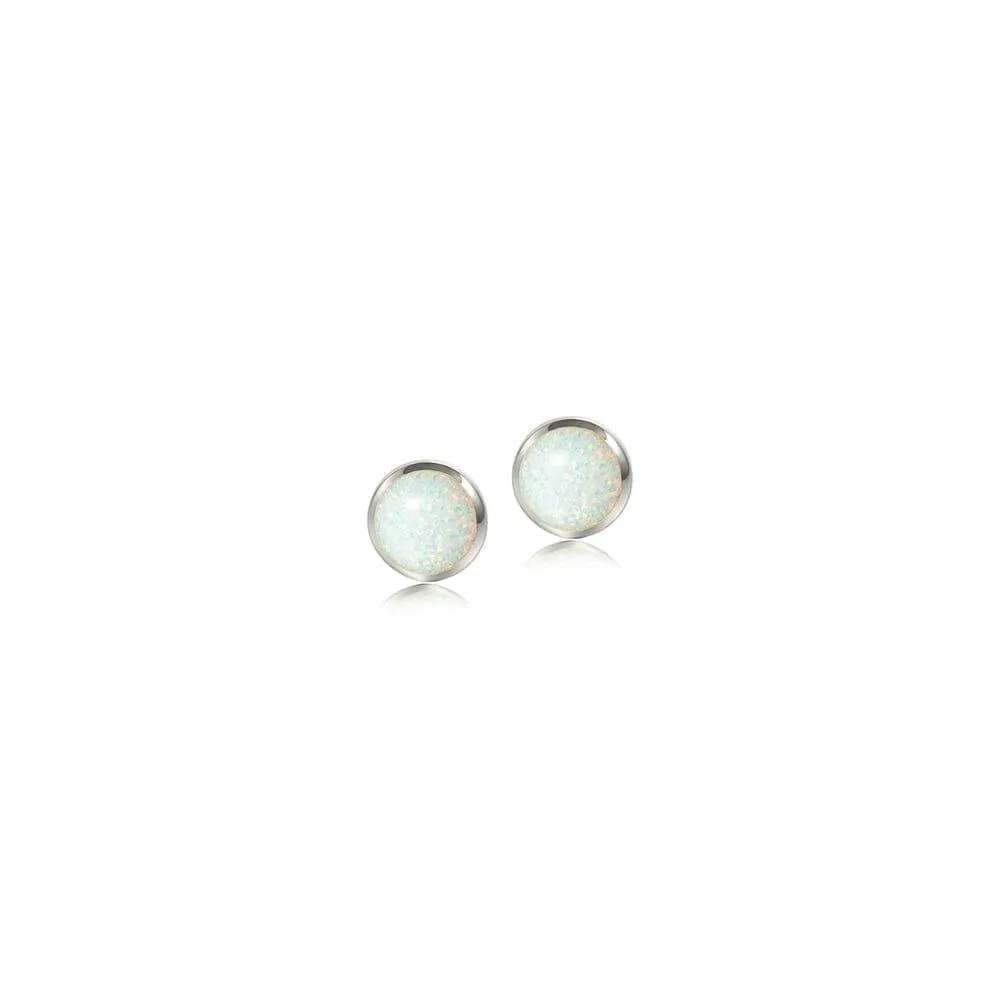 Opal Circle Stud Earrings