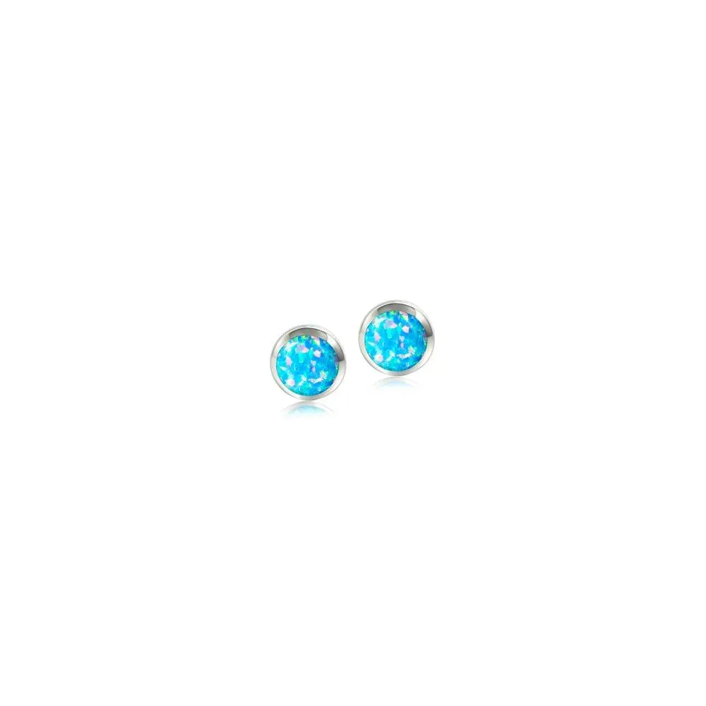 Opal Circle Stud Earrings