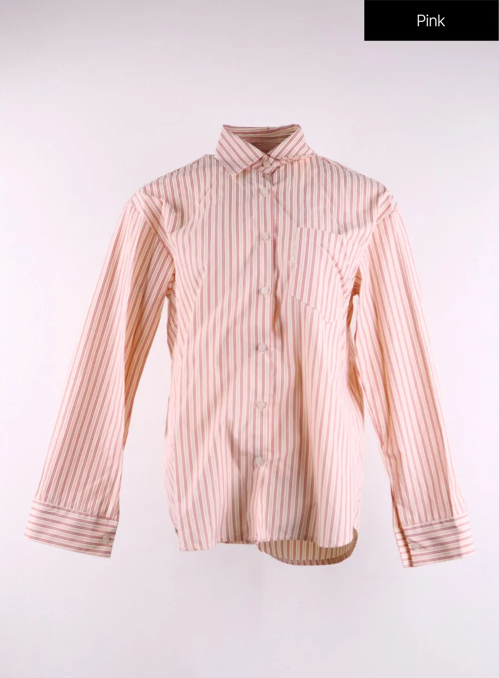 Oversized Collar Striped Button Shirt CF406