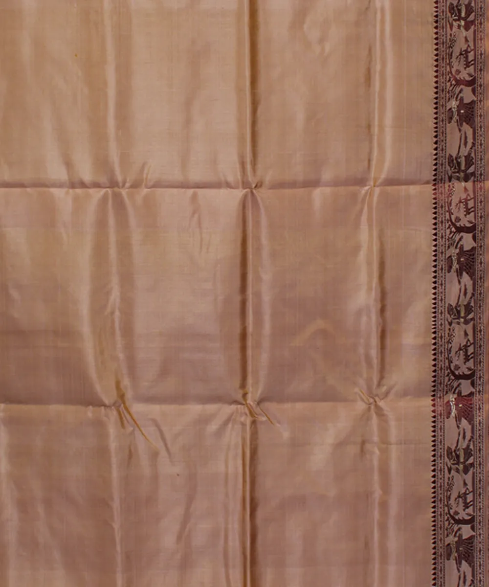 Peach handwoven meenakari baluchari silk saree