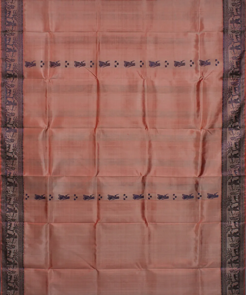 Peach handwoven silk baluchari saree