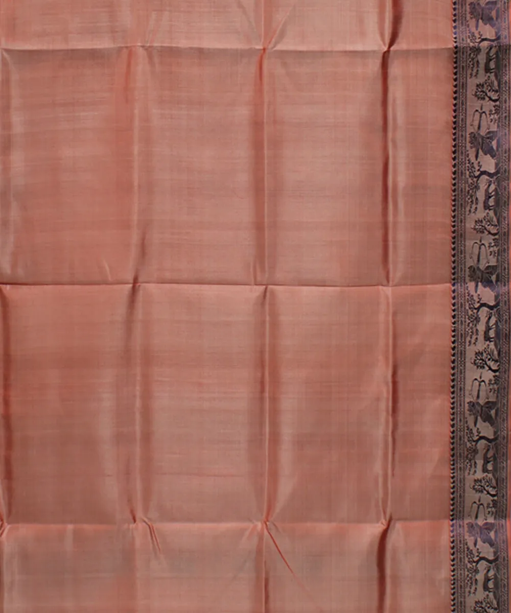 Peach handwoven silk baluchari saree