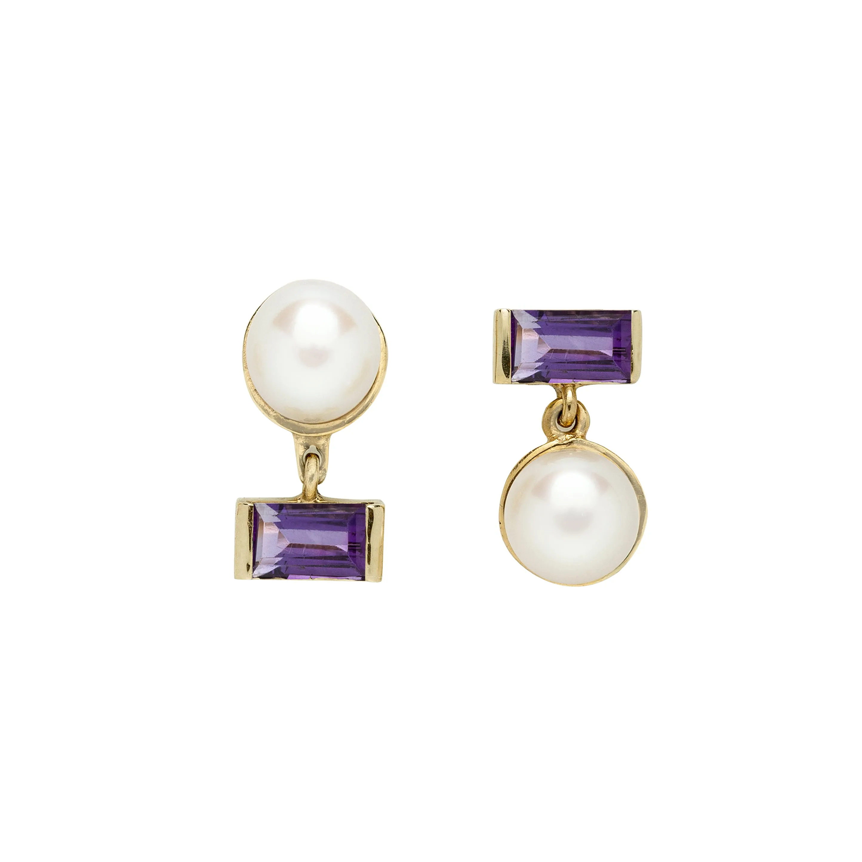 PERLA BAGUETTE PURPLE AMETHYST EARRINGS