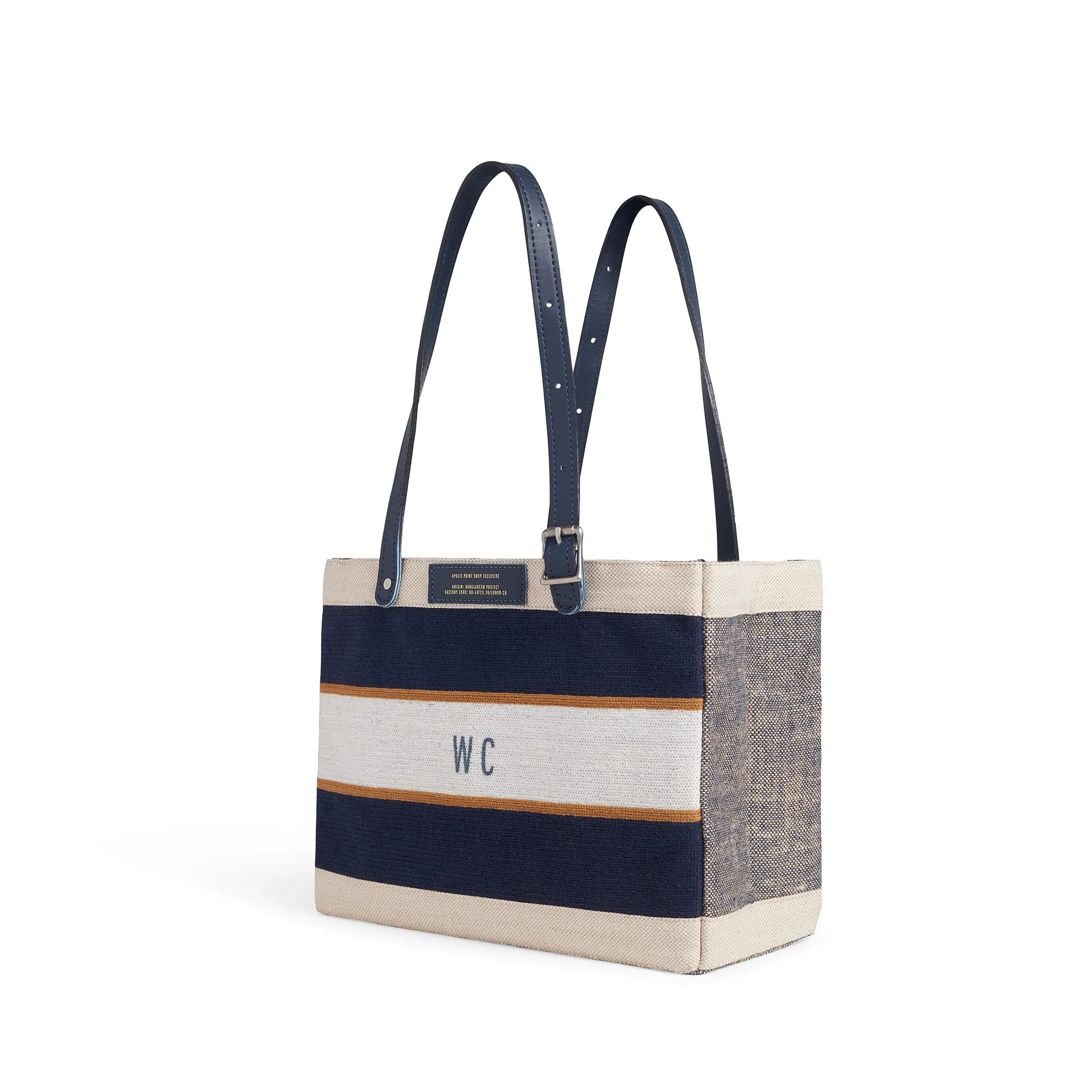 Petite Market Bag in Collegiate Blue Chenille with Adjustable Handle