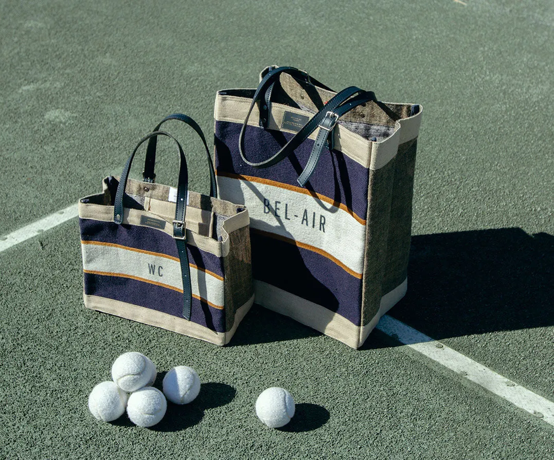 Petite Market Bag in Collegiate Blue Chenille with Adjustable Handle