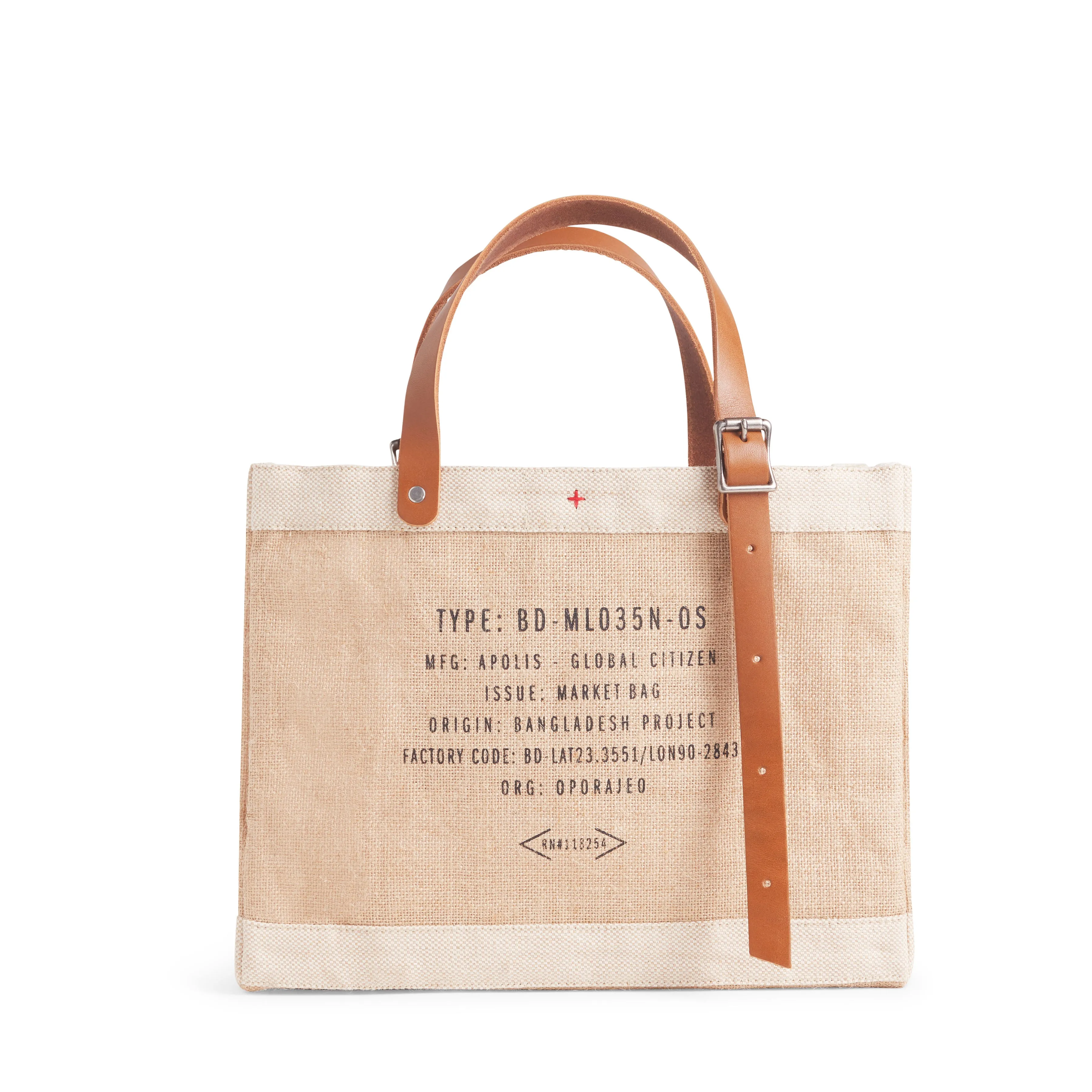 Petite Market Bag in Natural with Adjustable Handle “Alphabet Collection”