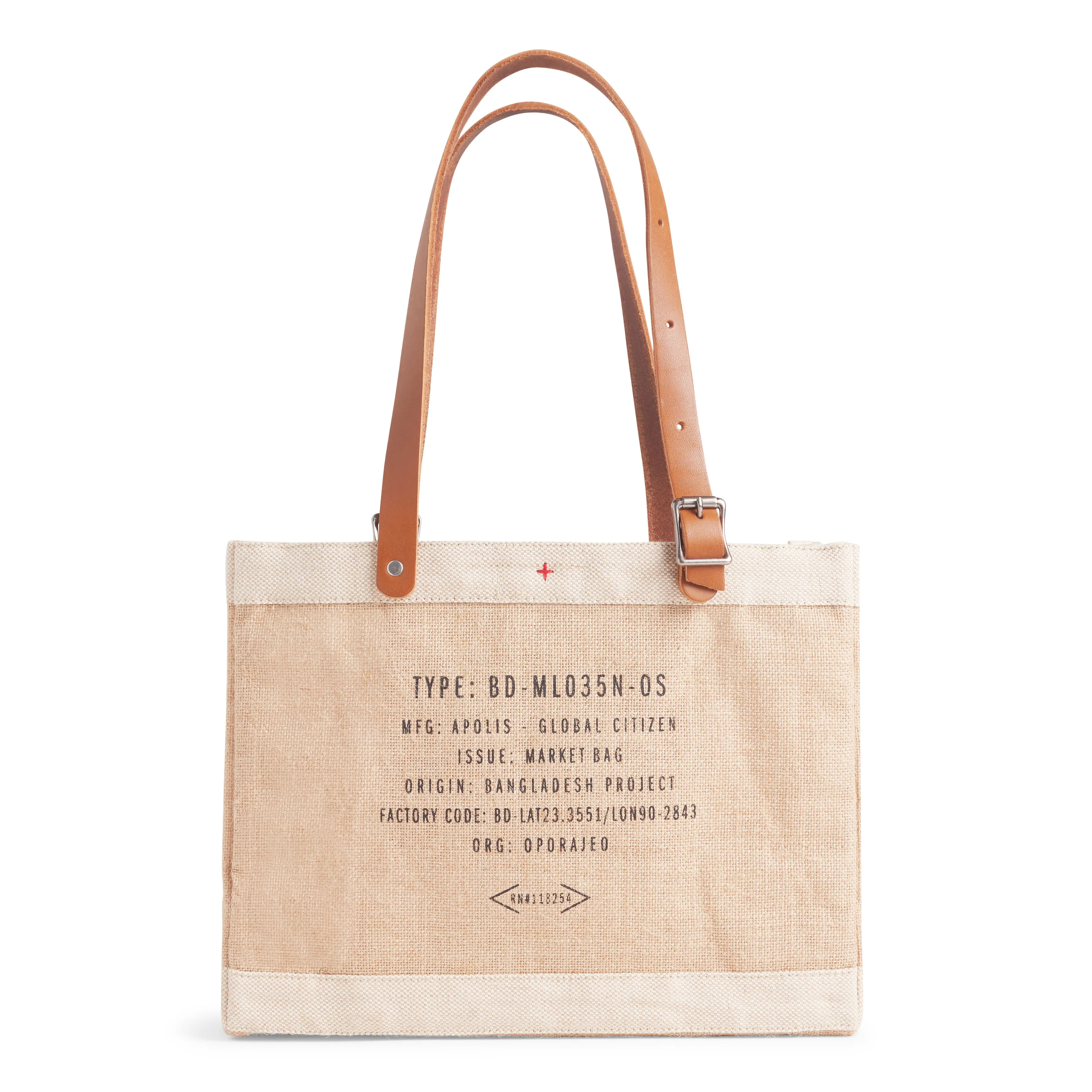 Petite Market Bag in Natural with Adjustable Handle “Alphabet Collection”