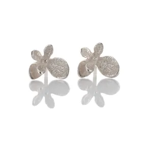 Petite Silver Hydrangea Stud Earrings