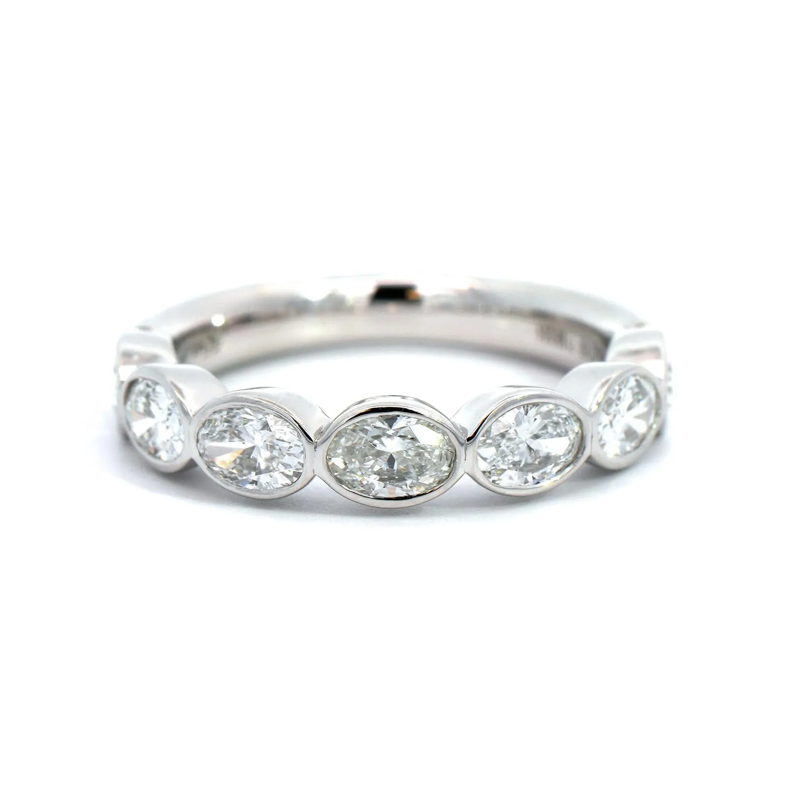 Platinum Bezel Set Oval Diamond Band