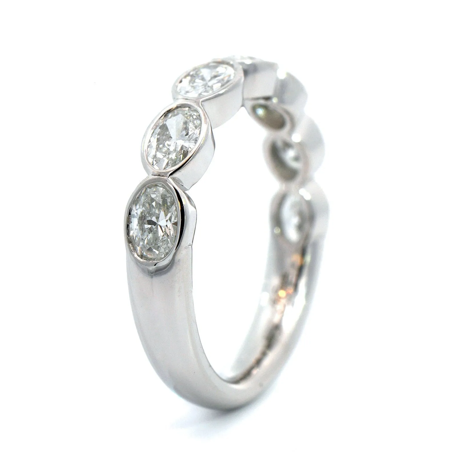 Platinum Bezel Set Oval Diamond Band